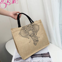 Gusure Animal Designer Women Linen Handbag Totes Large Capacity Female Eco Shoulder Bag Ladies Travel Beach Shopping Bag