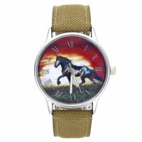 Animal Pattern Ladies Watches War Horses Steed Fashion Accessories Gifts Canvas Band Casual Sport Men Women Quartz Wrist Watch