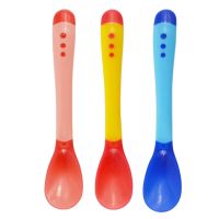 1 Piece Temperature Sensing Spoon Fork For Kids Boys Girls Silicone Spoon Feeding Baby Spoons Toddler Flatware Bowl Fork Spoon Sets