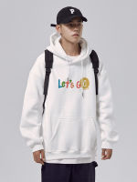 GEMMMA  ตัวอักษรตัดกัน letter print Printed Hoodie ชาย เสื้อคลุม เสื้อฮู้ด oversize T0408