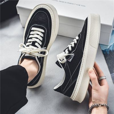 🏅 Canvas shoes mens autumn middle school students thick bottom non-slip all-match casual shoes black classic sports skateboard shoes summer
