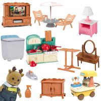 ✗♠﹉ Forest Family Doll 1:12 Dollhouse Kitchen Accessories Mini Model Reindeer Animal Miniature Furniture Pretend Play For Girl Gifts