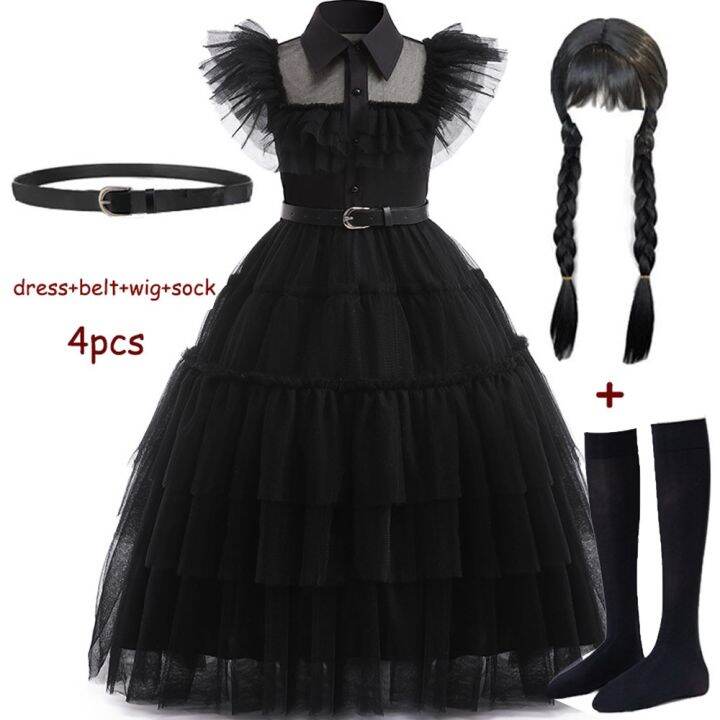 Halloween Carnival Vestidos Wednesday Addams Cosplay Costume For Girl ...