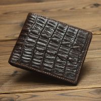 ZZOOI Crocodile Pattern Genuine Leather Wallets for Men Clutch and Purse Small Bifold Wallet Clamp Wallet for Men