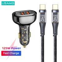 USAMS 125W Digital Display Fast Car Charger Kit For iPhone iPad Air Pro 3 Ports Quick Charger For Xiaomi Huawei Samsung OPPO