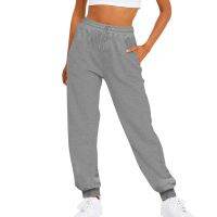 HOT★Joggers ผู้หญิงลำลองสายกระเป๋าสีพื้น Sweatpants Elastic เอว Casual หลวมกางเกงขายาว Gym Running กางเกง Штаны