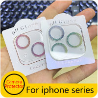 Glitter กล้องแก้วสำหรับ iPhone 14 13 12 11 pro max Clear ป้องกันเพชรกลับเลนส์ป้องกันหน้าจอสำหรับ iphone 14 Plus Cover-Aluere