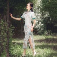 ปรับปรุง Cheongsam 2021ใหม่ R สาวยาวฤดูร้อนเก่าเซี่ยงไฮ้สไตล์จีนชุดสีขาว Lotus Young Qipao Dress