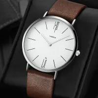 {Miracle Watch Store} Minimalism Men 39; S นาฬิกาหนังนาฬิกาควอตซ์เรียบง่ายกันน้ำสำหรับผู้ชาย