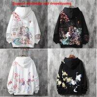 เสื้อสเวตเตอร์อะนิเมะ Hoodies สไตล์จีนเสื้อฮู้ดสีดำฮาราจูกุโอเวอร์ไซส์เสื้อสวมศีรษะ CS455