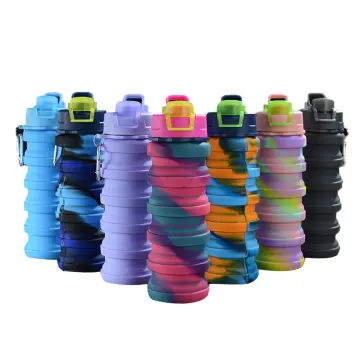 Portable Rainbow Collapsible Water Bottles, Reusable Bpa Free