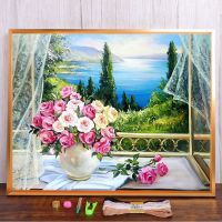 ┅☞◙ Flower Rose Printed 11CT Cross-Stitch Kit DIY Embroidery DMC Threads Handicraft Painting Sewing Handiwork Floss Wholesale