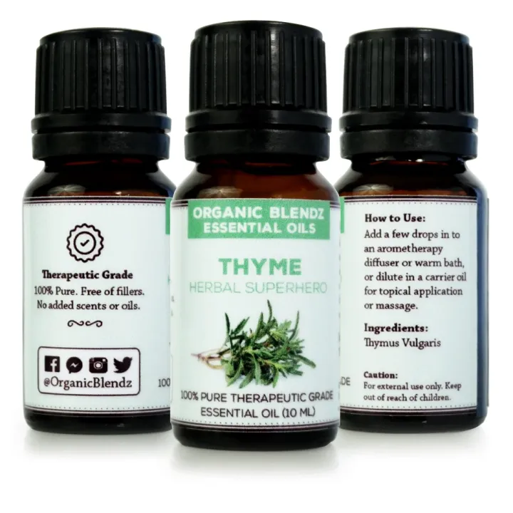 Organic Blendz Thyme Essential Oil, 100 Therapeutic Grade, 10ml
