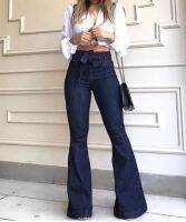 Women Pants High Waist Fashion Versatile Casual Lace Up Bell-bottoms Wide Leg Jeans Y2k Clothing New Summer Autumn Styles 2023