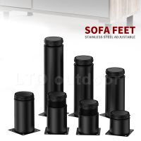 4PCS 5-25cm black Adjustable Metal Furniture Legs Stainless Steel Adjustable feet Replacement Leg for Sofa Chair Cabinet Furniture Protectors Replacem