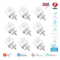 20A Tuya ZigBee Smart Socket Power Monitor EU Plug Smart Life APP Control Timer Outlet รองรับ Alexa Google Home Voice Control▪