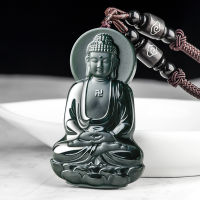 ใบรับรอง Hotan หยกพระพุทธรูปจี้ Charm Jadeite หินสีเขียวสร้อยคอธรรมชาติผู้ชาย Talismans สร้อยคอ Charms เครื่องประดับ