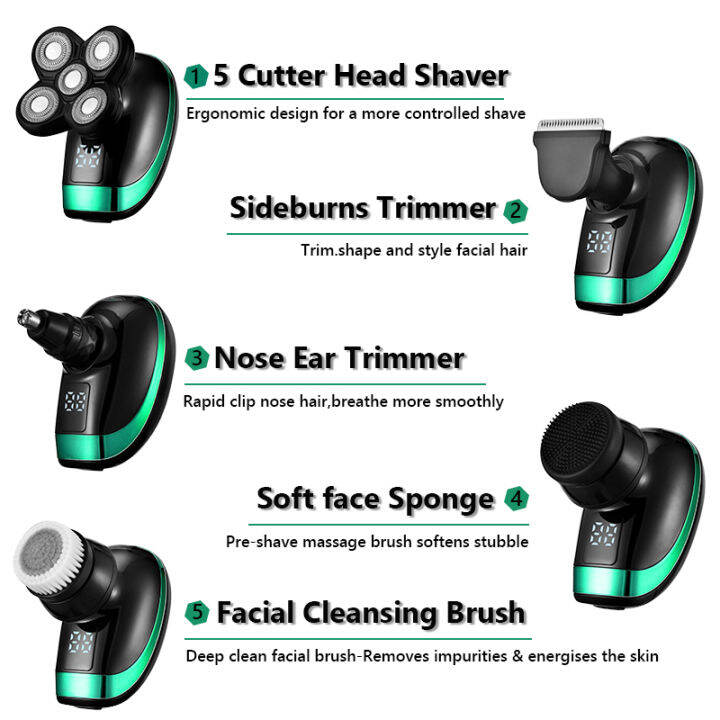 5-in-1-rechargeable-electric-shaver-five-floating-heads-razors-hair-clipper-nose-ear-hair-trimmer-men-facial-cleaning-brush-box