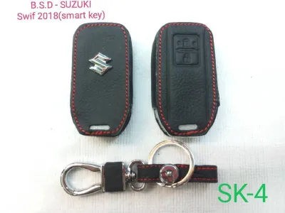 AD.ซองหนังสีดำใส่กุญแจรีโมทตรงรุ่น SUZUKI Swif 2018 smart kye(SK4)