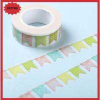 OSJYGO 1.5เซนติเมตร 10เมตร เทป Washi ธงมีสี การตกแต่ง DIY เทปกาวติดแน่น คุณภาพสูงมาก เครื่องเขียนสเตชันเนอรี เทปกาวติด