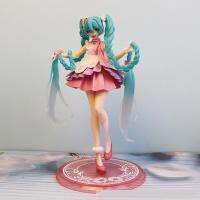 โมเดลฟิกเกอร์ Hatsune Miku เชอร์รี่สีชมพูอาร์เคดขนาด20ซม. ตุ๊กตาผู้หญิงตุ๊กตาแต่งลาย