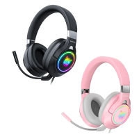 Onikuma K15 Cross-Platform RGB Gaming Headset หูฟังเกมมิ่ง - ดำ,ชมพู