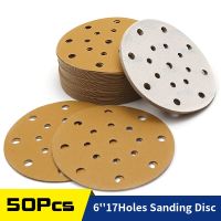 ✾ 6 Inch Sanding Disc 50 Pcs17 Hole Hook Loop Backing Wet Dry Sandpaper for Orbital Sander Wood Metal Auto Sanding Polishing