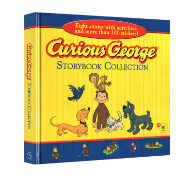 Original English Curious George Storybook Collection curious monkey George hardcover picture book 8 stories collection Liao Caixing book list recommended with 100 stickers