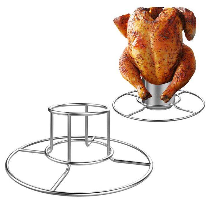 Chicken Rack For Smoker BBQ Roasting Holder Beer Can Iron Plating