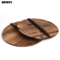 ETXWooden Pot Lid Cover For Anti-Scalding Wok Lid Hypotenuse Iron Woodkid Iron Pan Lid Handmade Kitchen Utensil