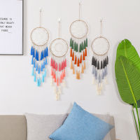 Nordic Dream Catcher พู่ขนาดใหญ่ Dreamcatcher สีขาว Handmade Dreamcatcher Rainbow ตกแต่งห้องของขวัญสำหรับเพื่อน Deco Porte