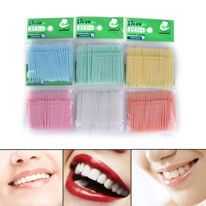 luhuiyixxn-ไม่จิ้มฟันพลาสติกอนามัยช่องปากแบบ2ทางเลือกแปรงฟัน-interdental-sp-100ชิ้น
