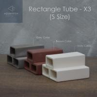 Rectangle Tube (S Size) - X3 ท่อเซรามิคสี่เหลี่ยมผืนผ้าขนาดเล็ก ต่อติดกัน 3 ช่อง สำหรับตกแต่งตู้ปลา บ้านสัตว์เลี้ยง