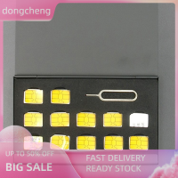 dongcheng 12-Slots-NANO + 1-สล็อต-พินอลูมิเนียมแบบพกพาซิมไมโครพินแบบไมโครพินซิมการ์ดหน่วยความจำนาโนกล่องเก็บเคสตัวป้องกัน