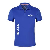 New Spring and Summer Fashion Mens Fashion ISUZU Printed Lapel Short Sleeve Polo T Shirt