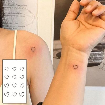 【YF】 Waterproof Temporary Tattoo Stickere Black Hand Drawn Heart Design Body Art Fake Tatto Flash Tatoo Finger Wrist Ankle Female