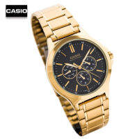 Velashop CASIO นาฬิกาข้อมือผู้ชาย สายสแตนเลส สีทอง รุ่น MTP-V300G-1AUDF, MTP-V300G-1A, MTP-V300G