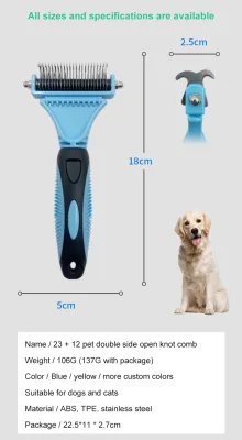 1PC Pets Hair Removal Comb For Cat Dog Beauty Hair Removal Double sided Open Long Curly Hair Cleaning Comb Tool