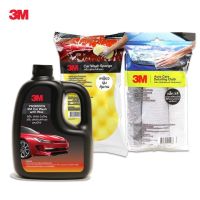 3M แชมพูล้างรถ PN39000W + 3M ฟองน้ำ Car Sponge + 3M ผ้าไมโครไฟเบอร์ Detailing Cloth Microfiber แพ็ค 3 ผืน / 3 สี