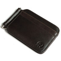 Men Money Clips Billfold Card Wallet Real Leather 2 Folded Open Clamp for Money Holder Credit Card Case Cash Clip 8 Card Pocket