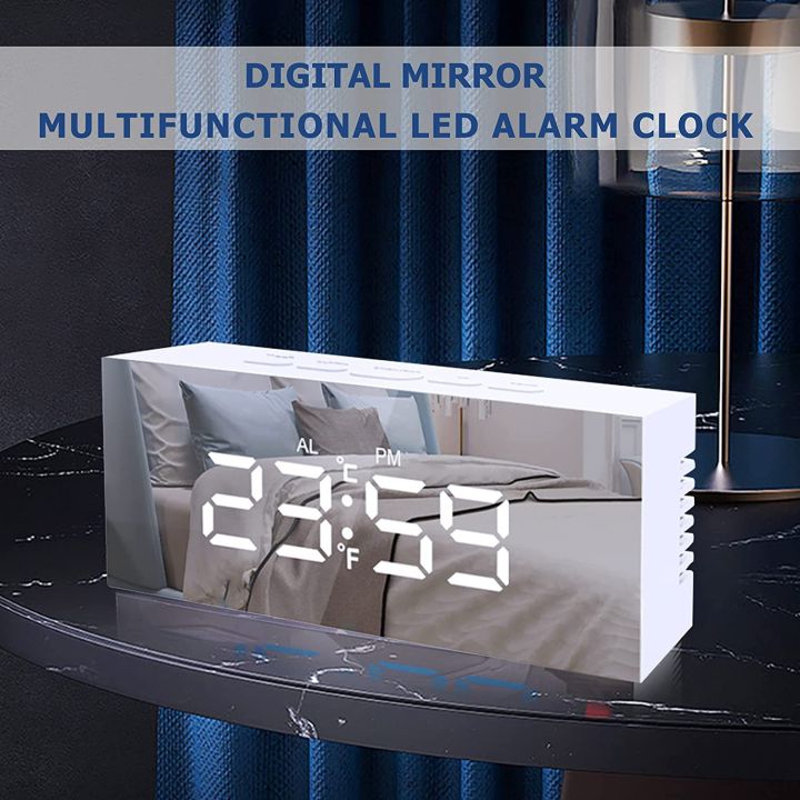 mirror-alarm-clock-นาฬิกา-นาฬิกาปลุก-ปลุกตั้งโต๊ะ-นาฬิกาดิจิตอล-แสดงวันที่-เดือน-อุณหภูมิ-แสง-ดูเวลาตอนกลางคืนได้-นาฬิกาปลุกเรื่องแ