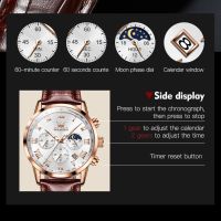 OLEVS Men S Quartz Watch Business Luxury Luminous Waterproof Leather Strap Moon Phase Week Date Casual Quartz Watch Reloj Hombrehot