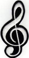 iron on patch Embroidery Clef Musical Note composer 10x5 cm โน๊ต โน้ตดนตรี นักแต่งเพลง ตัวรีด เย็บติดผ้าประเทศไทย โลโก้ปัก มีกาวสำหรับรีด ตกแต่งเสื้อผ้า