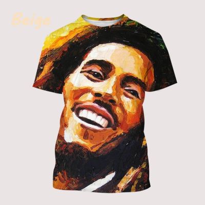 2023 New Summer Bob Marley Star Cool Pattern 3D Printing T-shirt Casual Style Top Street Short Sleeve