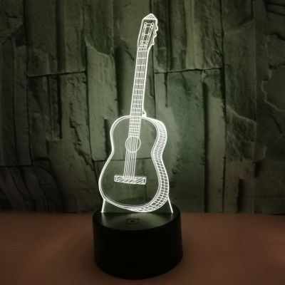 Creative LED Night Light 7 Color Changing 3D Guitar Shape Touch Lamp Decorative 11UA