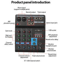 Professional 4 Channel Bluetooth Mixer o Mixing DJ Console Record Stage USB Audio Mixer Sound Mixing Console with Reverb Effect