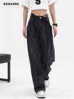 2023 Women Baggy Long Jeans Harajuku Black Wide Leg Trousers Streetwear Vintage High Waist Denim Pants Big Pocket Y2k Feamle