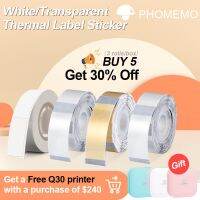 ✜ Phomemo Q30 Label Sticker White Transparent Waterproof Adhesive Thermal Paper Home Office Name Sticker Label Tape 3 Rolls/Box