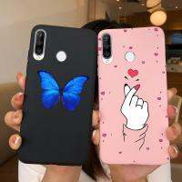 การ์ตูนน่ารัก Case สำหรับ Huawei P30 Lite ผีเสื้อหัวใจปกซิลิโคนอ่อนนุ่มป้องกัน C Oque สำหรับ Huawei P30lite MAR-LX1M โทรศัพท์ Case