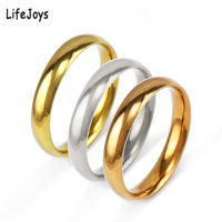 【CW】4mm 6mm Solid Spherical Curved Band Ring Couple Jewelry Stainless Steel Simple Smooth Rings Rose Gold Silver Color Size 4 To 10